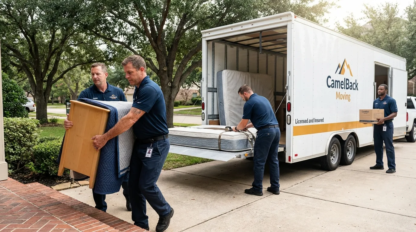 Crew loading residential truck for cross-state move from Fort Lee, VA